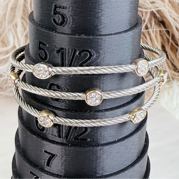 Elegant Silvertone bling goldtone accent Cuff Bracelet - Picture 9 of 9